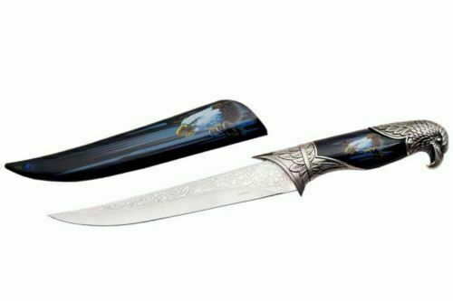 Knife 8" Decorative Stainless Blade Artwork Composition Handle w/Streaking Eagle