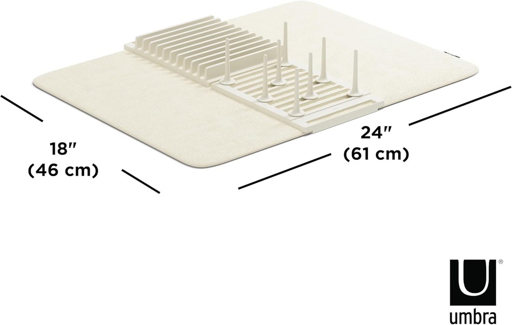 Umbra Udry Rack and Microfiber Dish Drying Mat-Space-Saving Lightweight Design