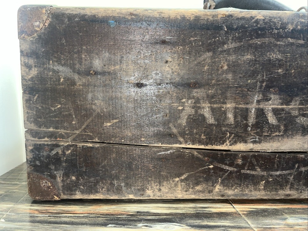 Vtg Airco Welders Tool Storage Box Rustic Primitive Advertising Man Cave Decor