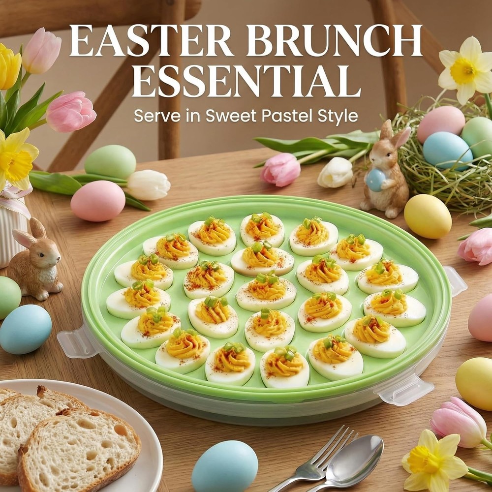 Deviled Egg Carrier Tray with Lid 66 Slots