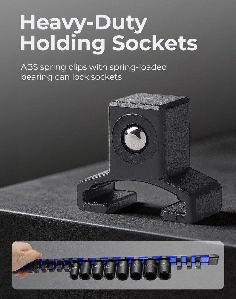 3-Piece Aluminum Alloy Socket Organizer, Heavy Duty Socket Racks, Socket Hold...