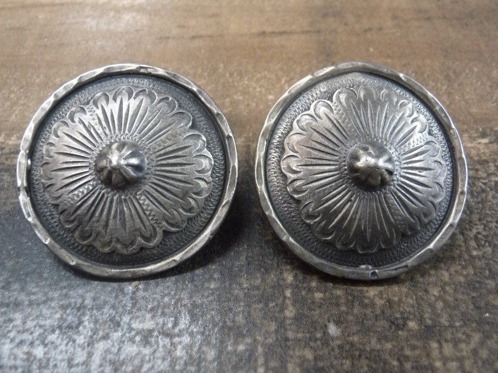 1 1/2" pair of Solid Sterling Silver Conchos