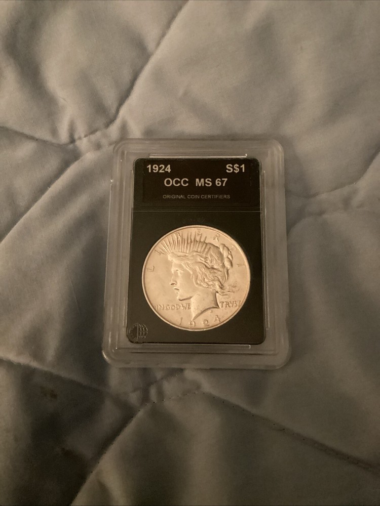 1924 Graded - Peace Silver Dollar T and Y Flat Error