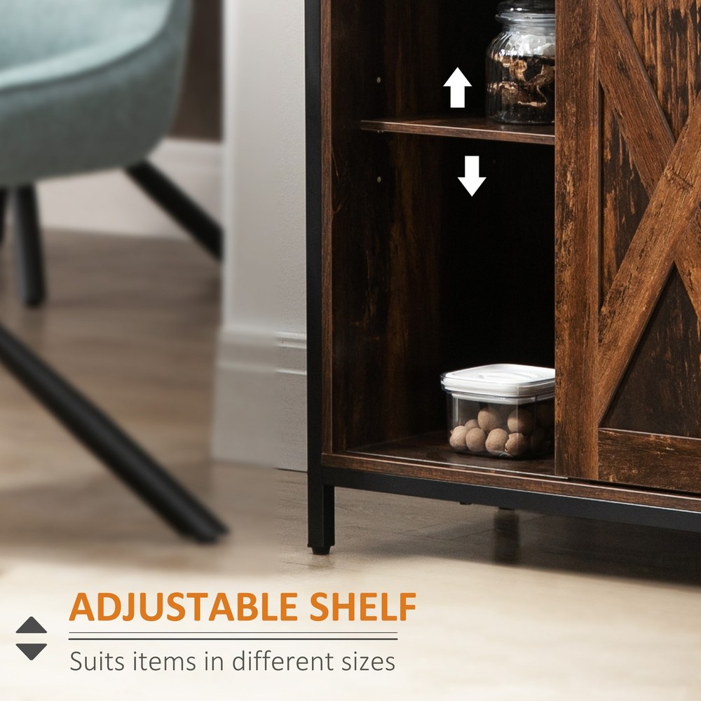 Rustic Sideboard Buffet Cabinet w/ Sliding Barn Door Storage Adjustable Shelves