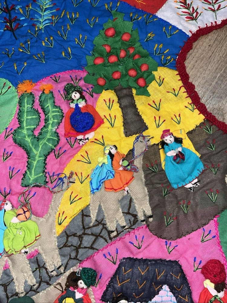 Christmas Tree Skirt - Handmade Peruvian embroidered Large 42”
