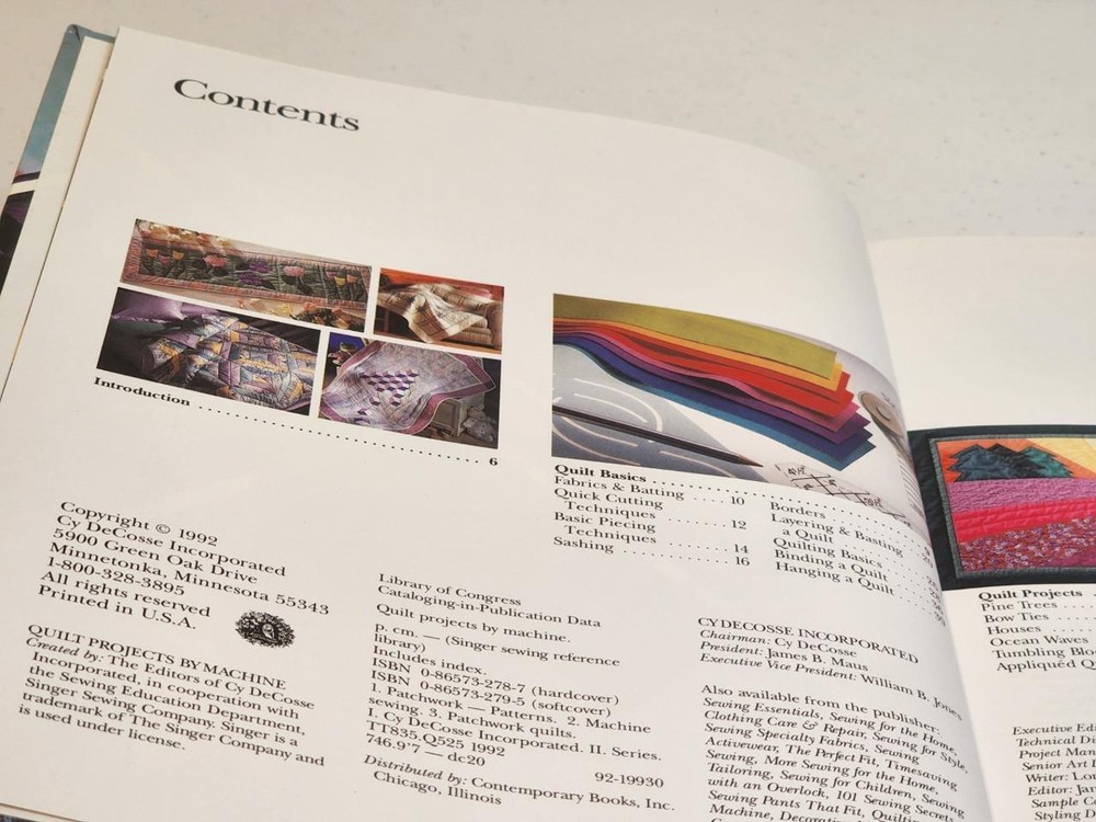 Singer Quilt Projects by Machine (1992 hardcover) Sewing Reference Library