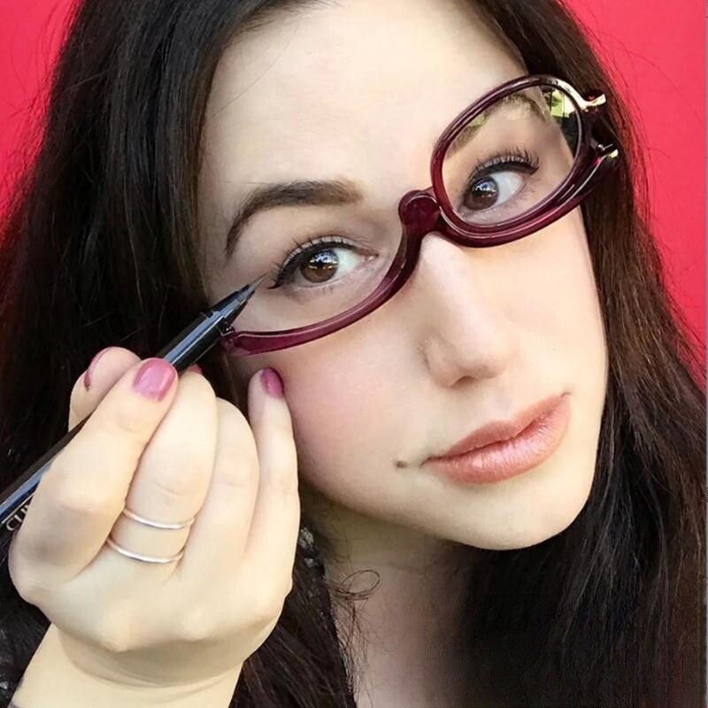Makeup Mirror Rotating Single Panel Eyebrow Anti-Blue-Ray Reading Glasses
