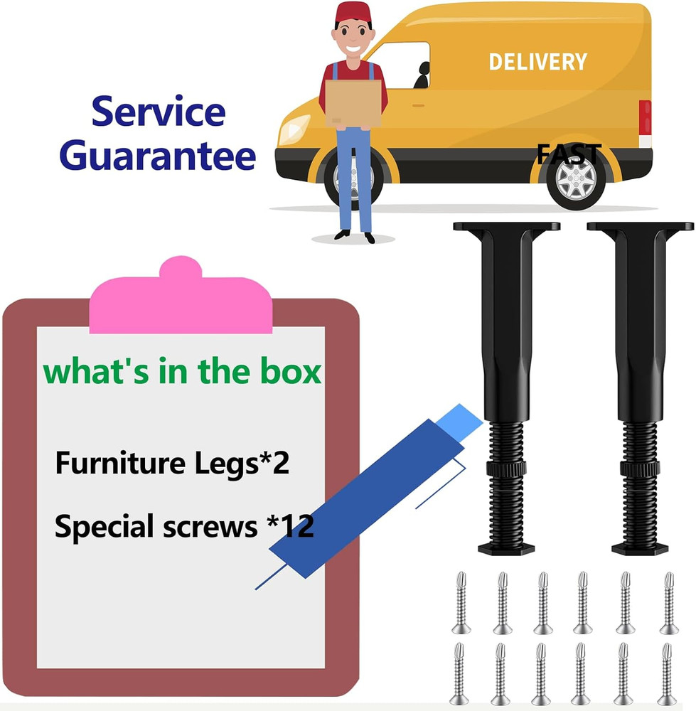 2PC Bed Frame Support Legs Stabilizer Replacement Universal Slat Reinforcement 5