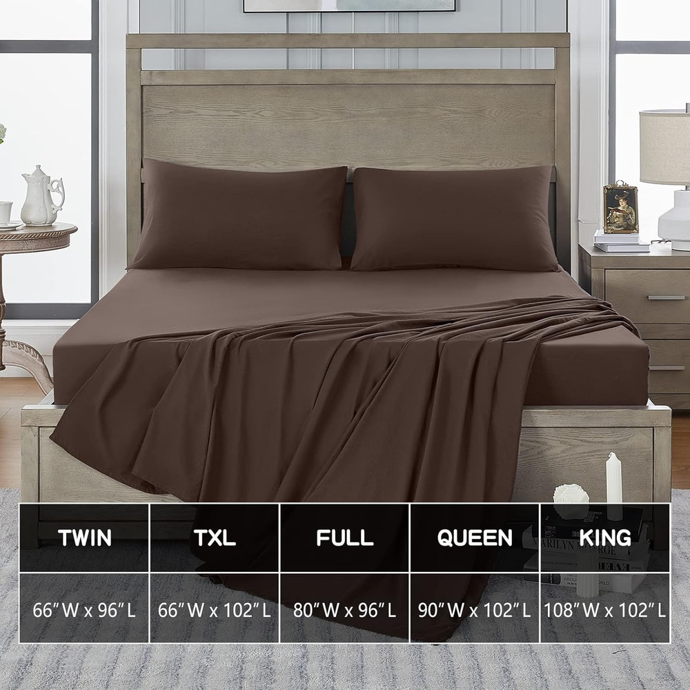 Freshculture Full Flat Sheets Only 2 Pack - Hotel Quality Flat Bed Sheets - Brus