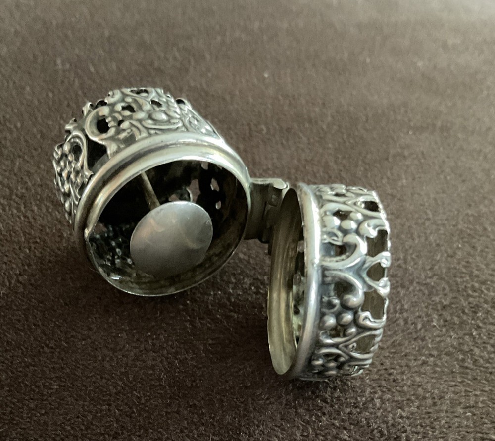 Antique Webster Sterling Silver Chatelaine Thimble Case Holder with Hanging Loop