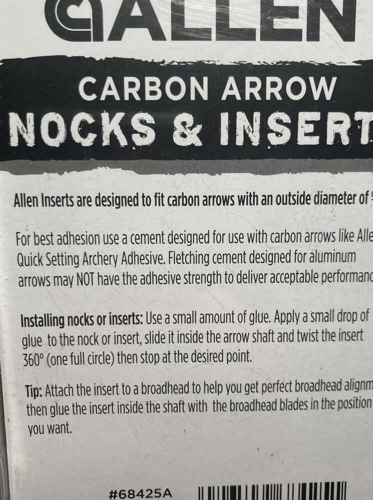 Allen Carbon Arrow Nocks & Inserts 6 Pack
