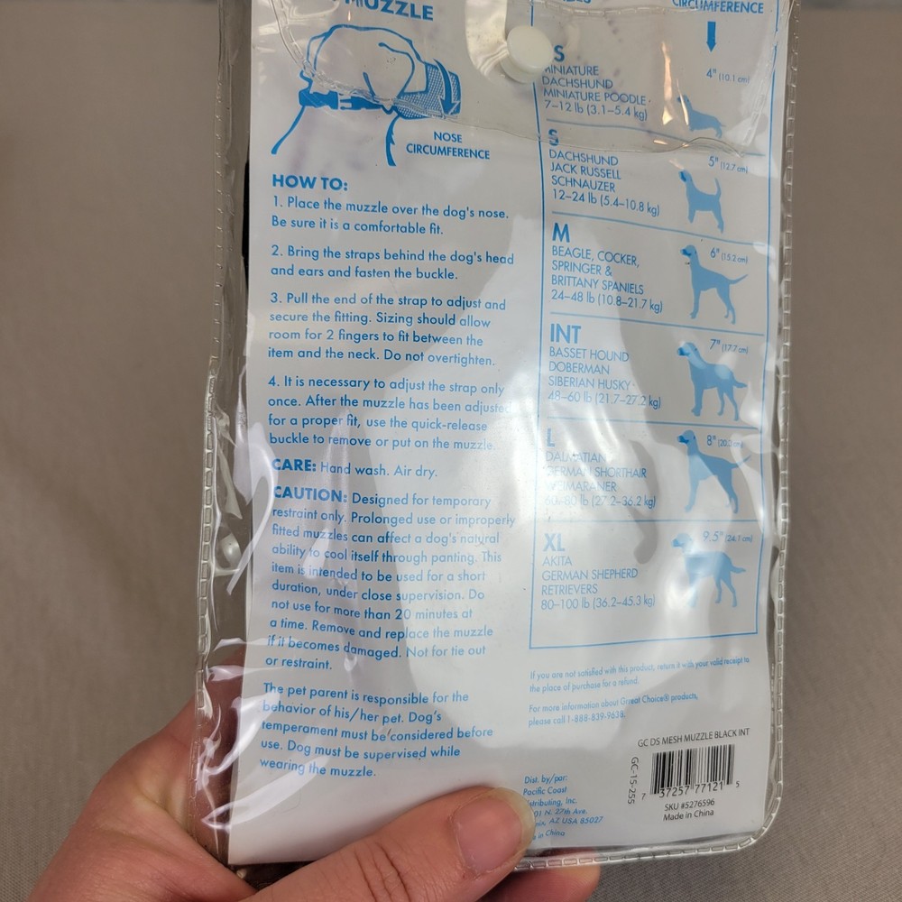 Grreat Choice Adjustable Mesh Dog Muzzle Size Intermediate 48-60 LBS