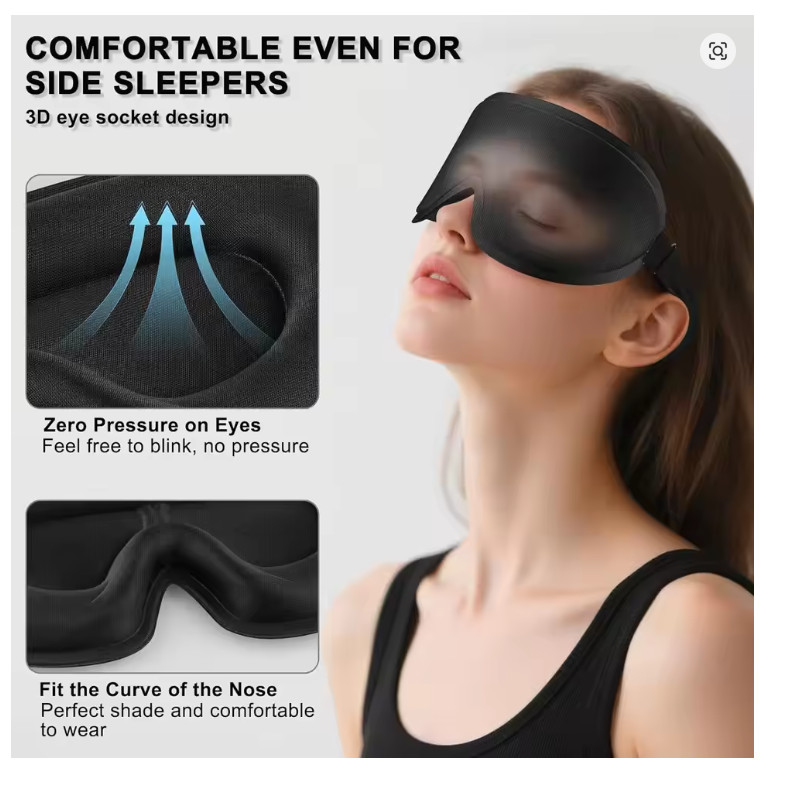 3D Sleep Mask for Side Sleepers – Light Blocking Soft Eye Cover