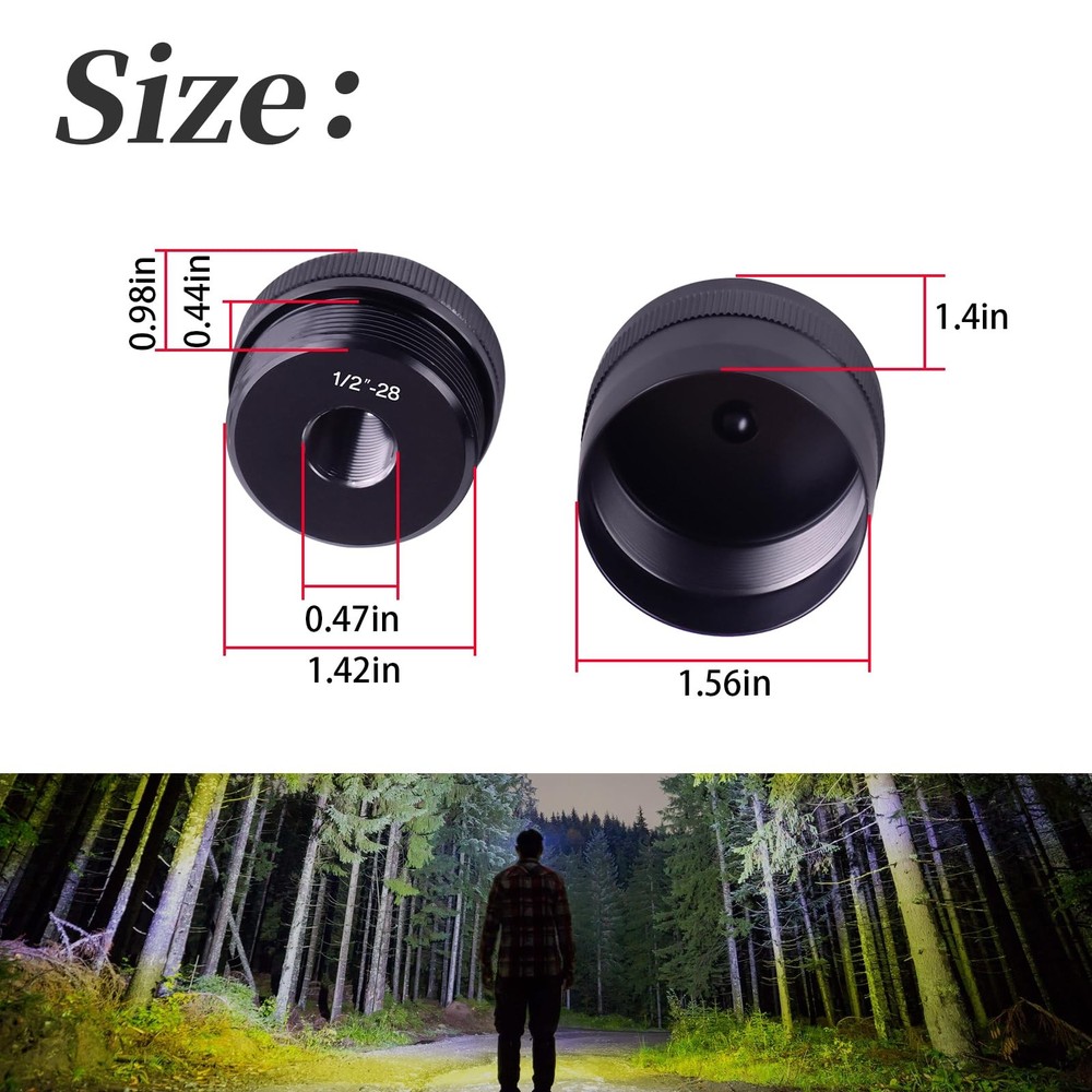 1/2-28 Threaded Aluminum End Caps Black Threading For Secure Attachment