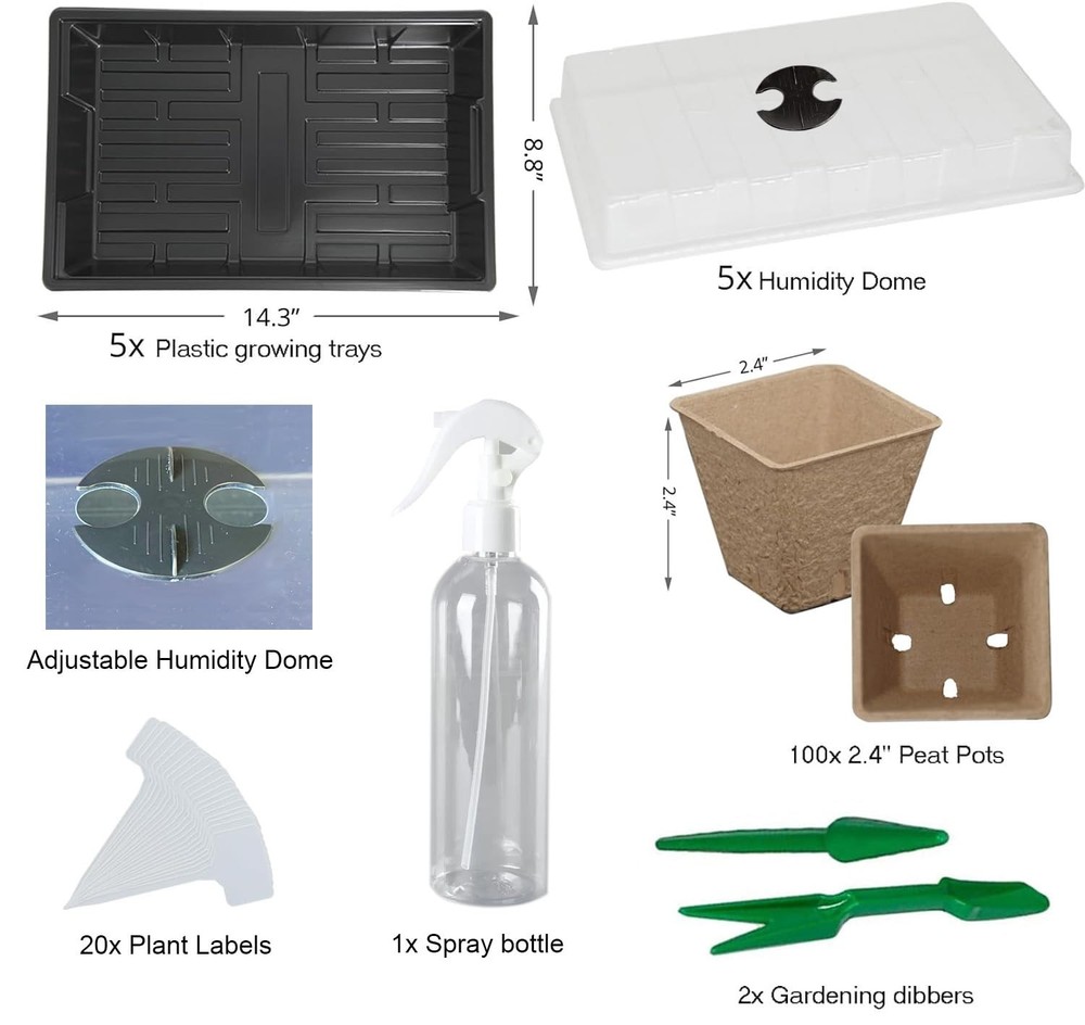 Seed Starter Kit with Peat Pots for Seedlings Seed Starter Tray, Including 10...