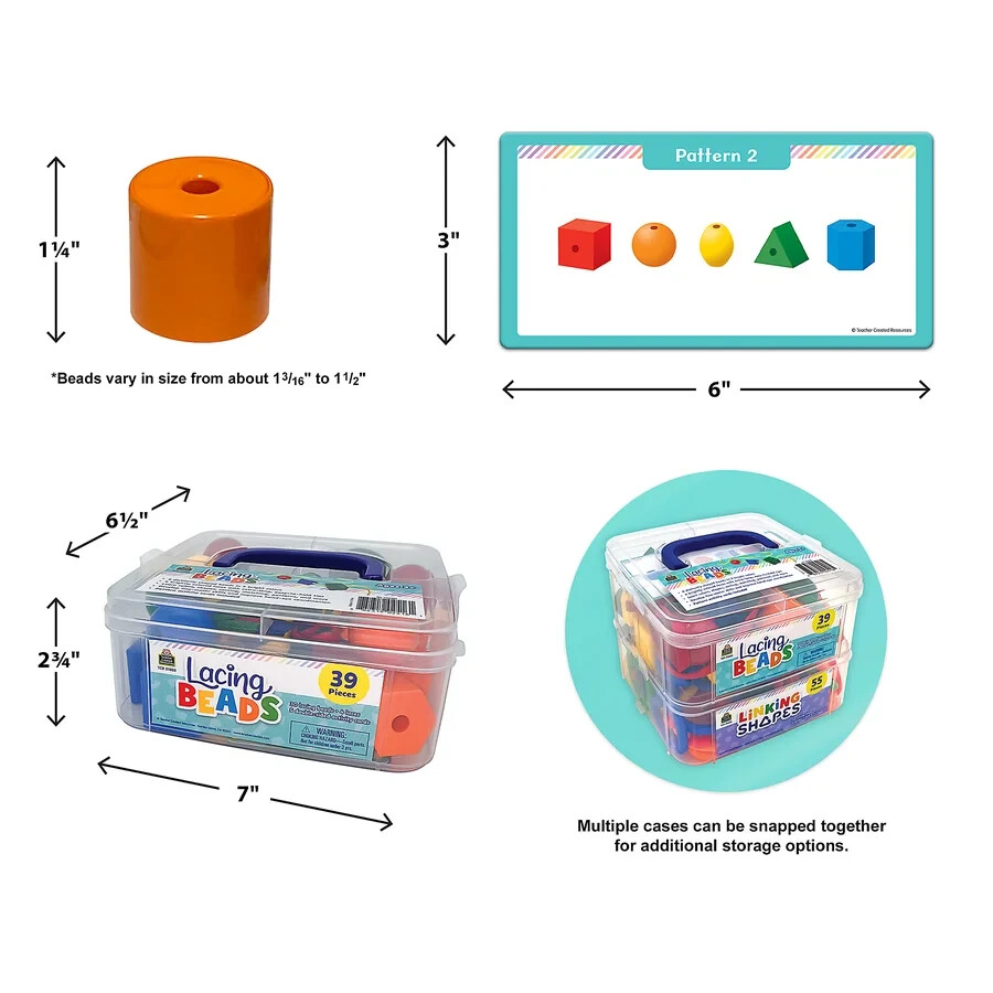 Teacher Created Resources Lacing Beads (39 Pieces)