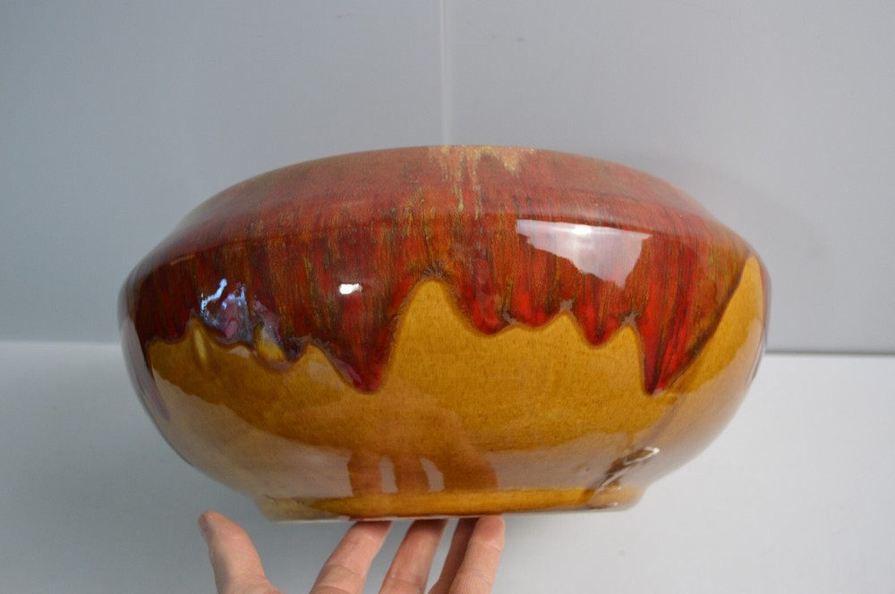 Vintage Extra Large Dripware Ceramic Pot Planter Ceramic Glazed Retro Chic