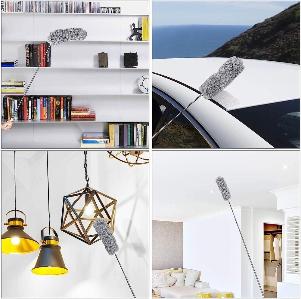 Microfiber Feather Duster Extendable Duster with 100 Inches Extra Long Pole Bend