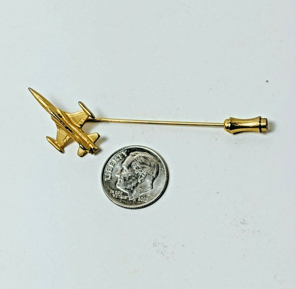 Gold Tone Fighter Jet Stick Pin