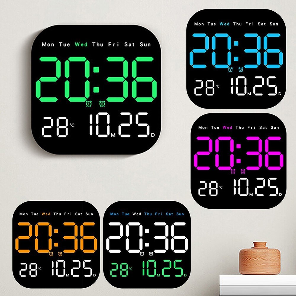 Adjustable LED Large Digital Wall Clock with Temperature and Date Display
