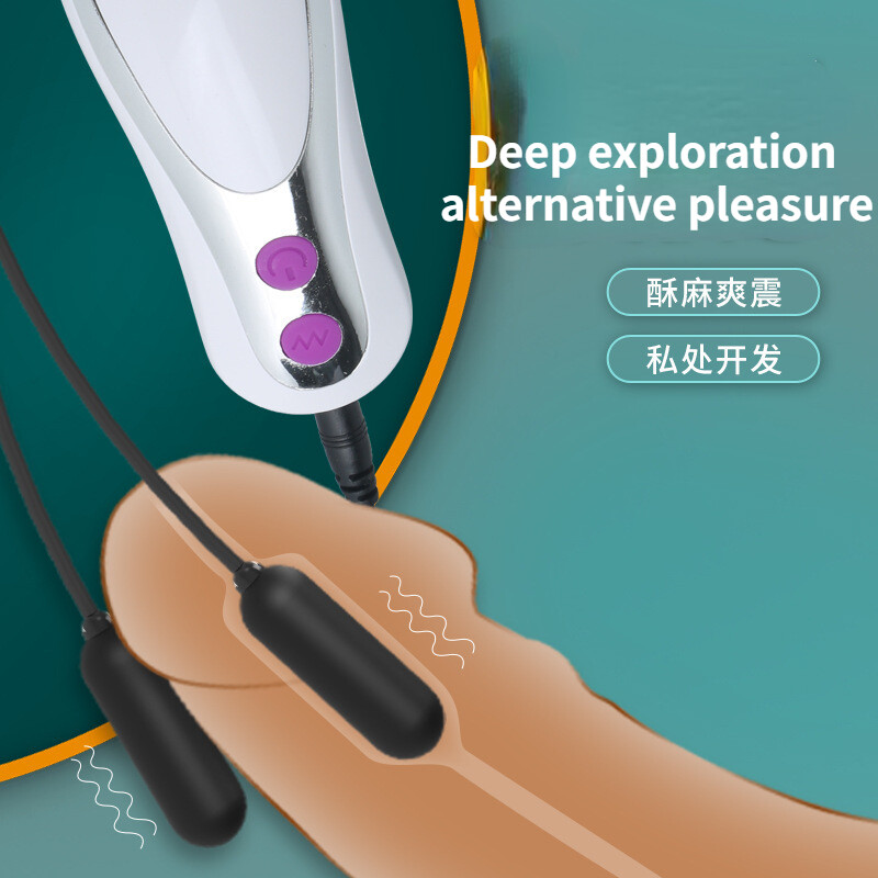 Men Double Egg Electric Penis Enhancing Plug USB Charging 10-Speed Urethral Plug