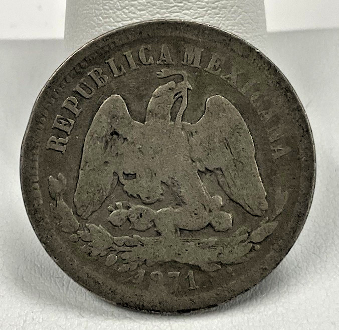 1871 25 Centavos Silver Mexico