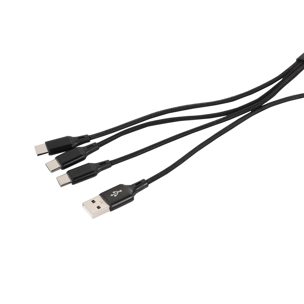 Multi USB-C Cable 4FT, 3 in 1 Multiple Type C Charging,3A Splitter Black