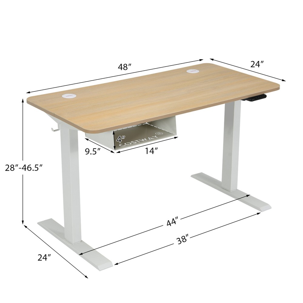 48" Height Adjustable Electric Standing Desk w/ Control Panel & USB Port