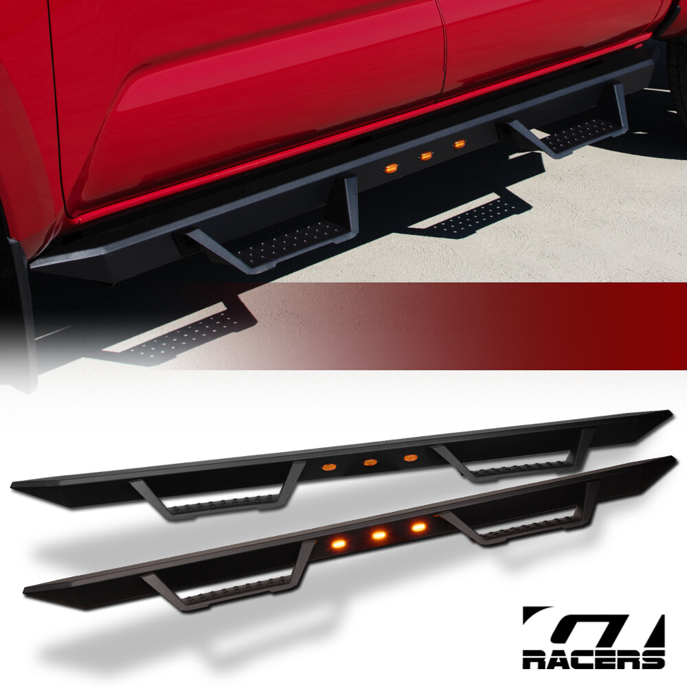 For 2009-2018 Ram 1500 Quad/Extended Matte Black Modular LED Drop Step Nerf Bars