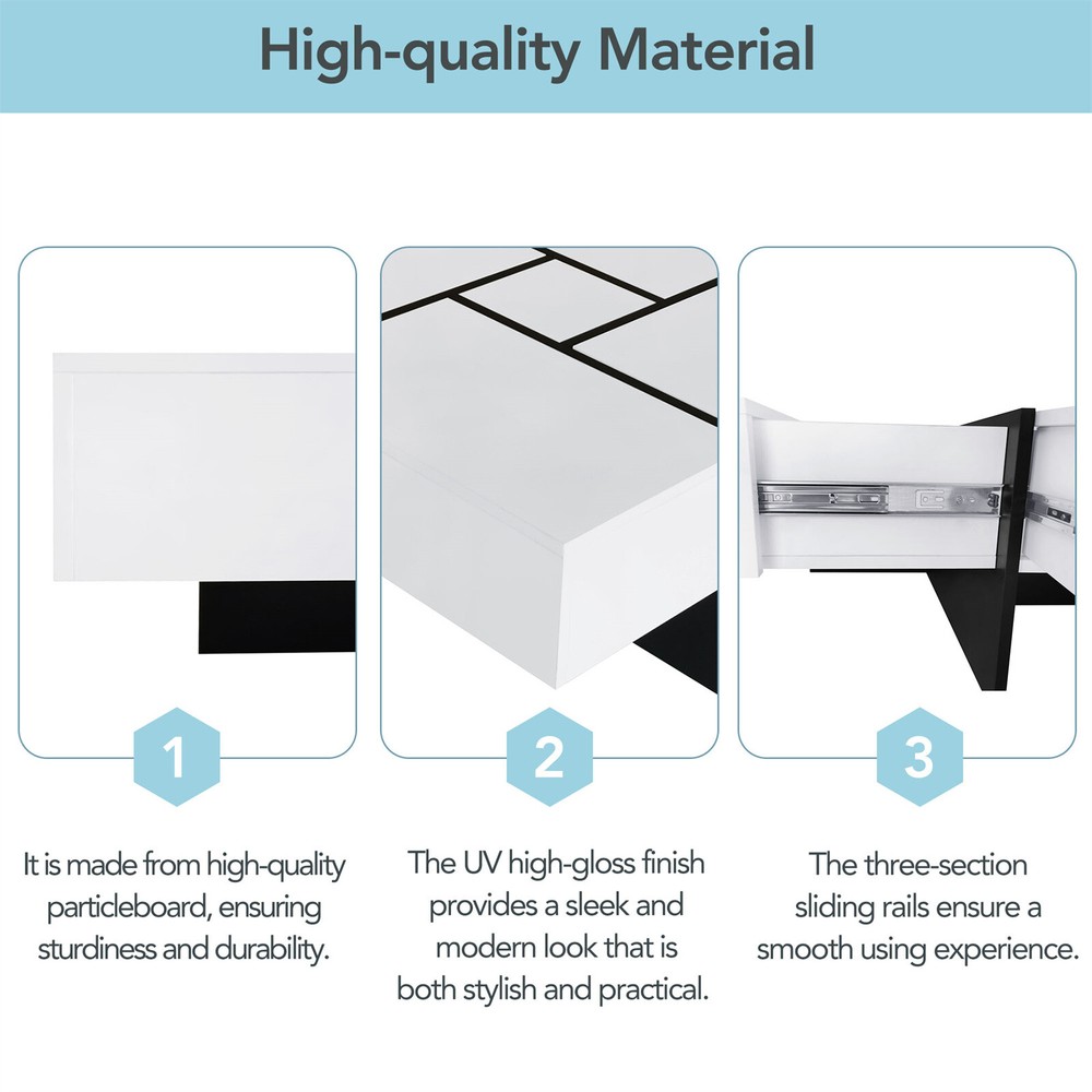 Coffee Table Cocktail Table Center Table with 4 Hidden Storage Compartments