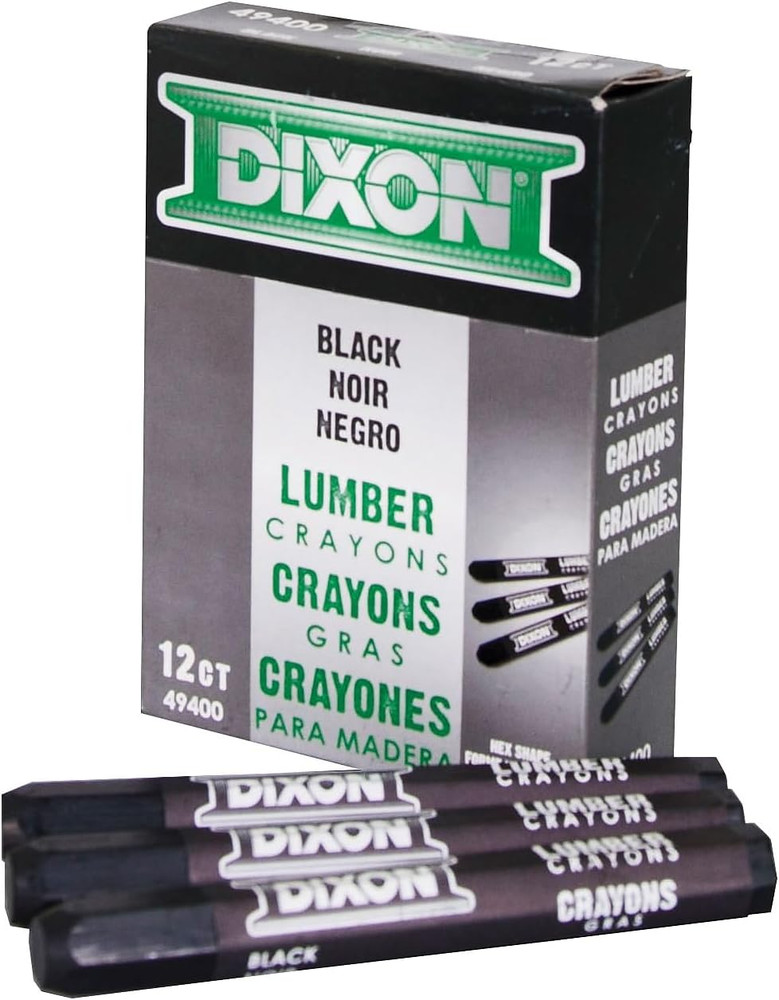 Lumber Crayons, Carbon Black, 12/Box (49400)