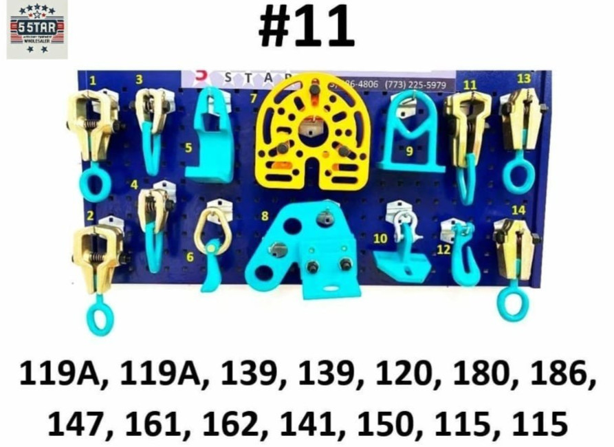 SET#11 - 14 PIECE PULLING HEAVY DUTY AUTO BODY FRAME MACHINE TOOLS AND CLAMPS