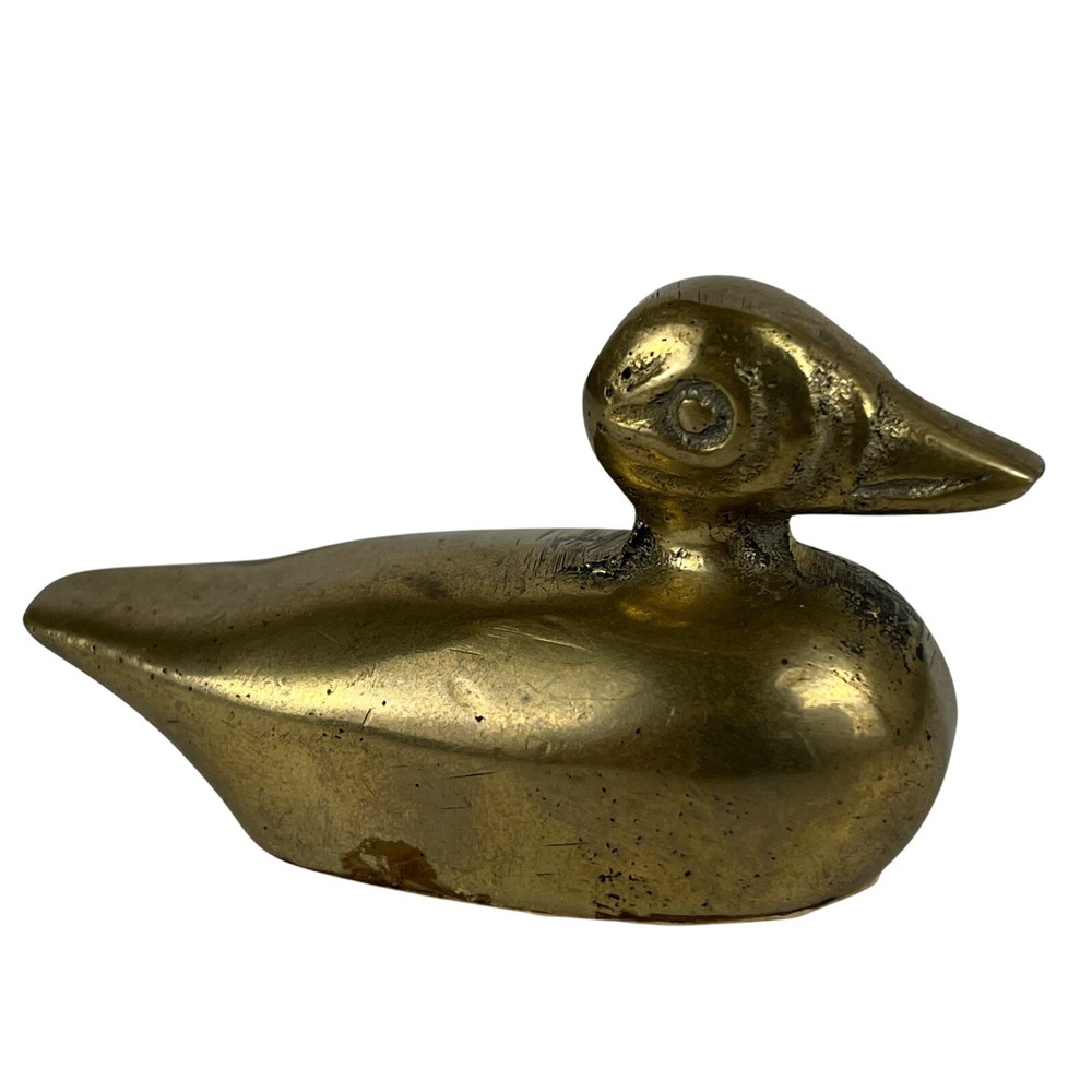 Solid Brass Small Duck Decoy Vintage MCM