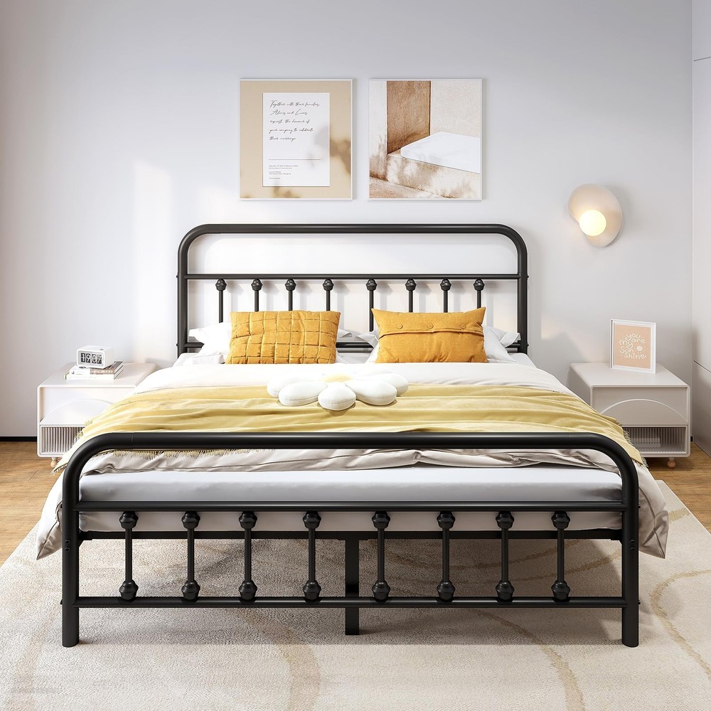 Vengarus Metal Bed Frame,Full Size Bed Frame with Headboard,Structurally Stab...
