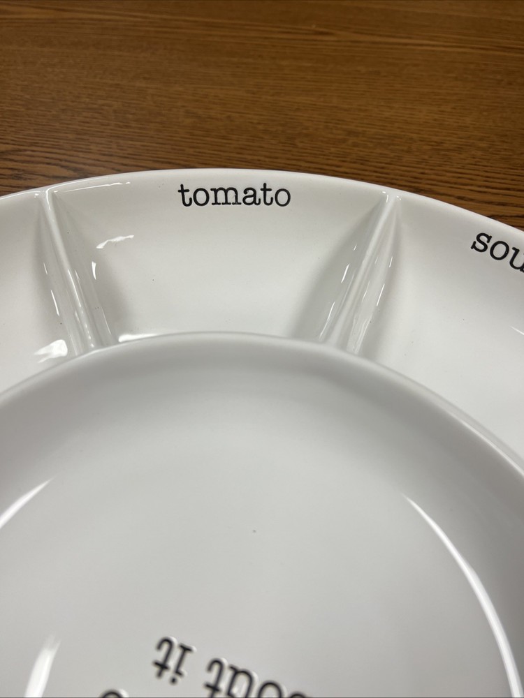 Lets Taco Bout It Ceramic Divided Serving Tray By Mud Pie 14" Diameter 2" Depth