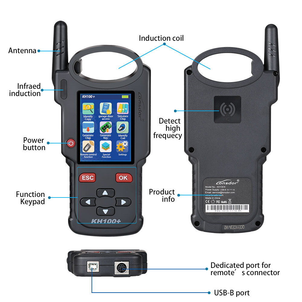 Lonsdor KH100+ Hand-Held Remote & Smart Key Programmer [Update Version of KH100]