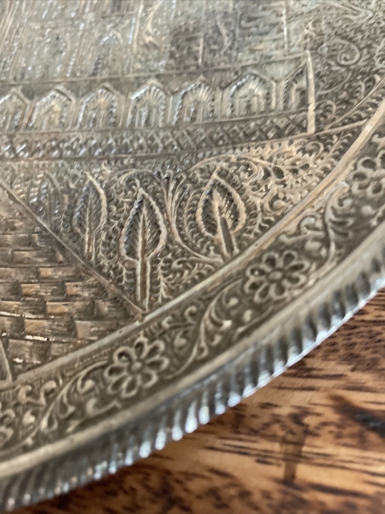 Silver Engraved Taj Mahal Wall Plate