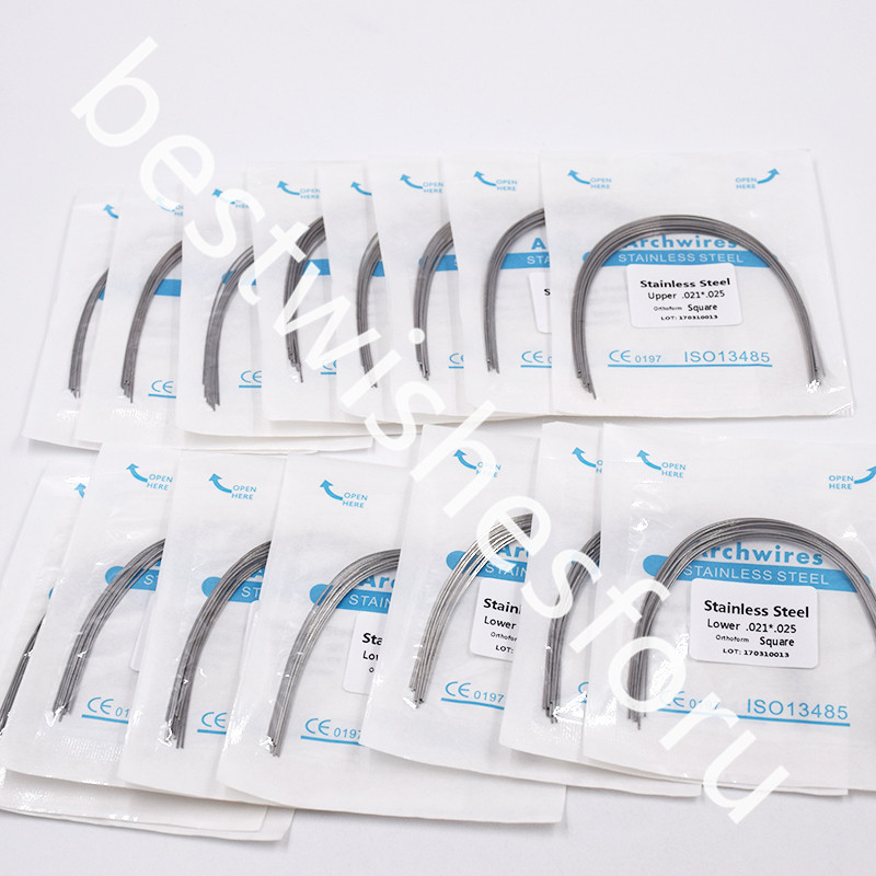 Dental Stainless Steel Rectangular Arch Wire Natural Ovoid Square Upper/Lower