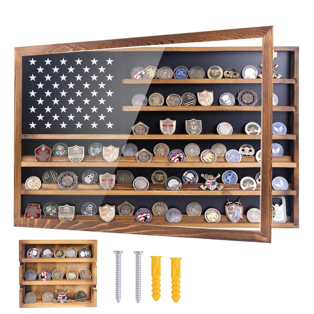 Challenge Coin Display Case – Large Horizontal Wall Mounted Cabinet with A