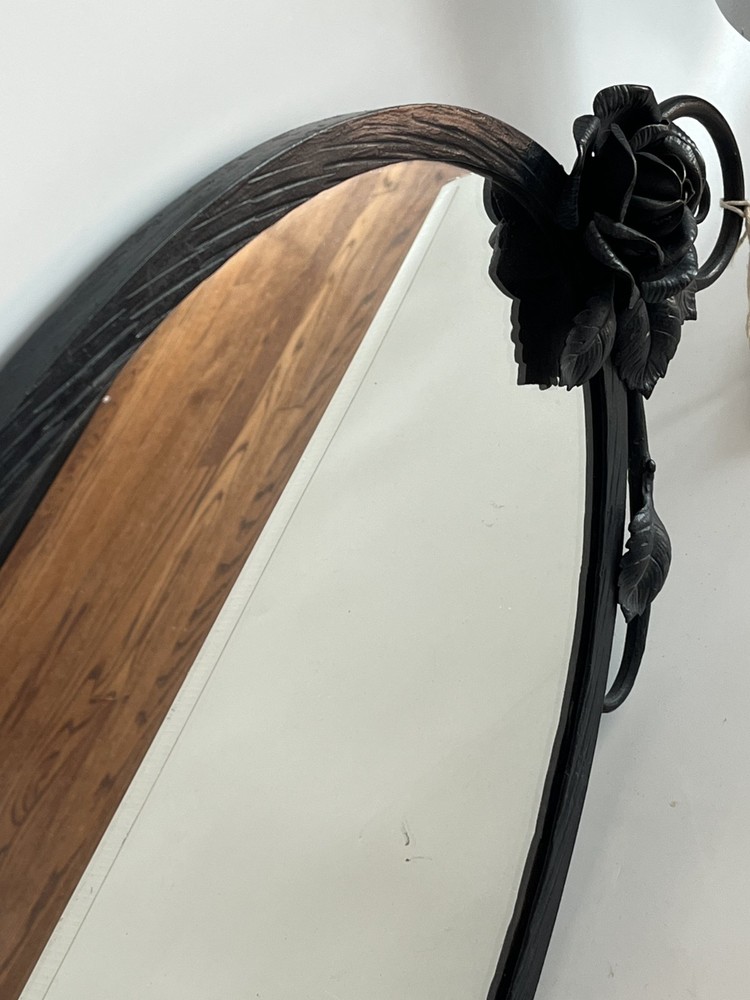 French Art Deco Wrought Iron Fer Forge Wall Mirror
