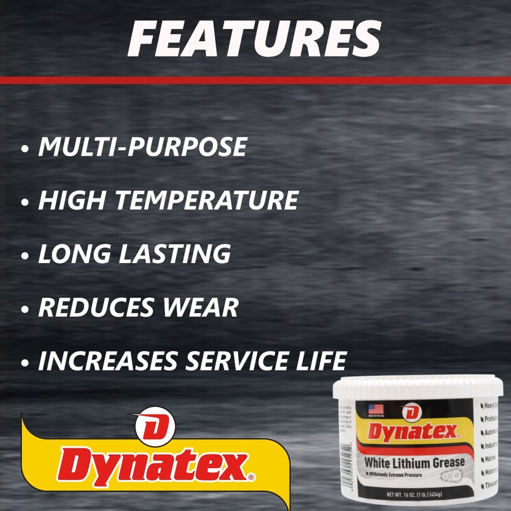 Dynatex White Lithium Grease 16 oz Tub Multi-Purpose (8-Pack)