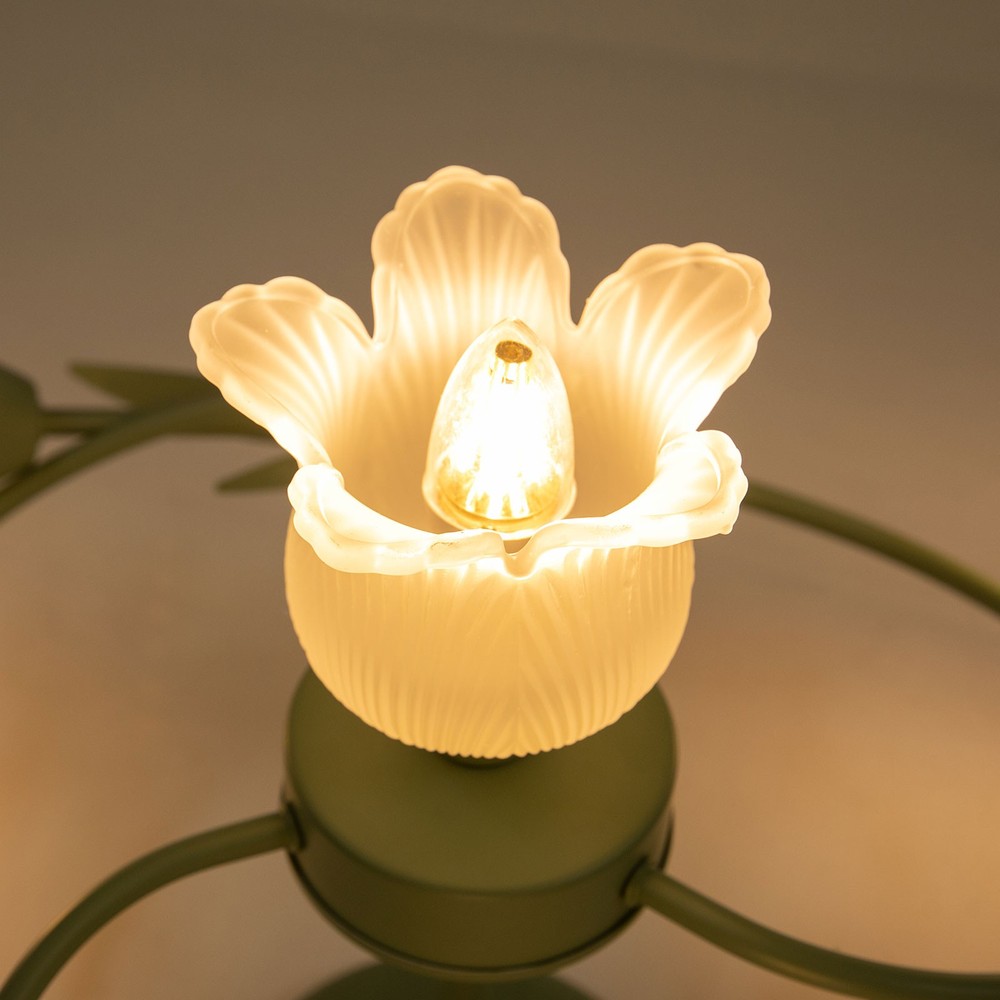 Mid Century Ceiling Light 4-Light Rounded Floral Shade Ceiling Chandelier