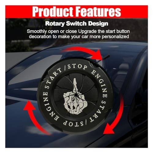 Black Car Push Start Stop Button Rotary Ignition Protector Cover
