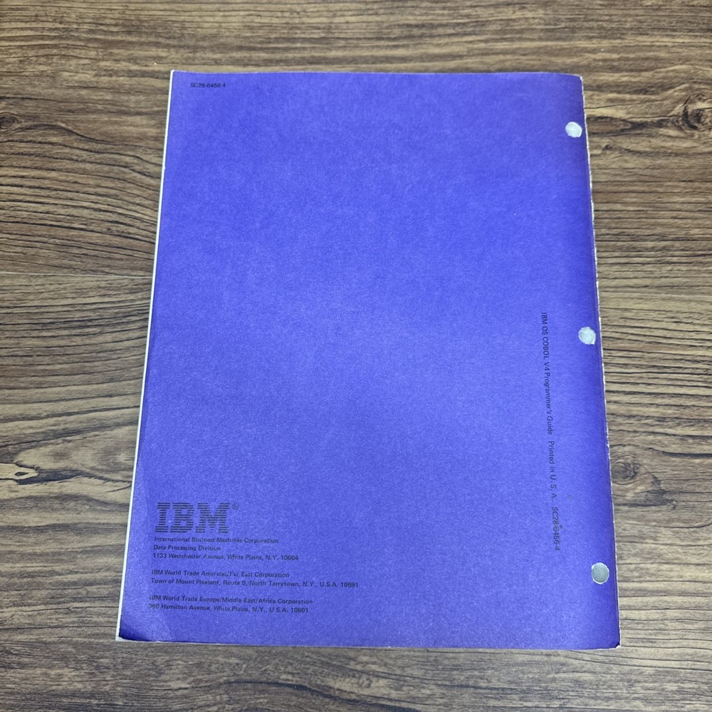 IBM OS COBOL Version 4 Programmers Guide 5734-CB2 5734-LM2 1970's Nat Standard