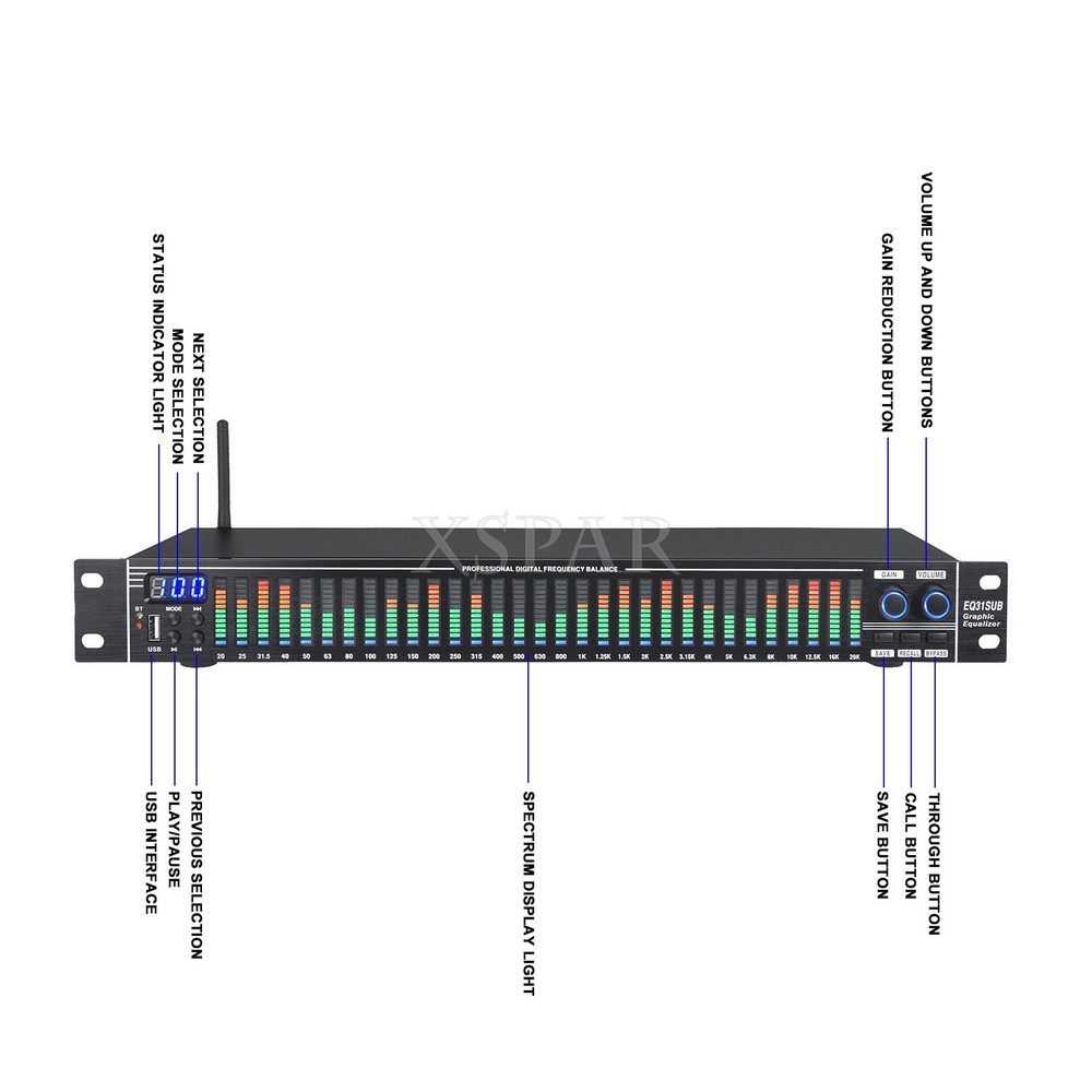 EQ31SUB Equalizer 31-Stage Tuner Stage Performance Noise Reduction Processor xsp
