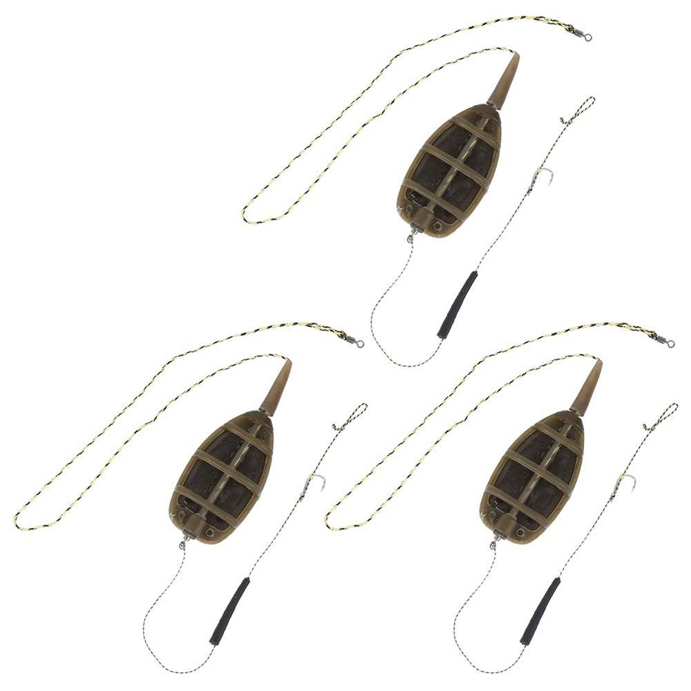 3Pcs Fishing Bait Rigs, Inline Method Feeder Set Equipment Silver