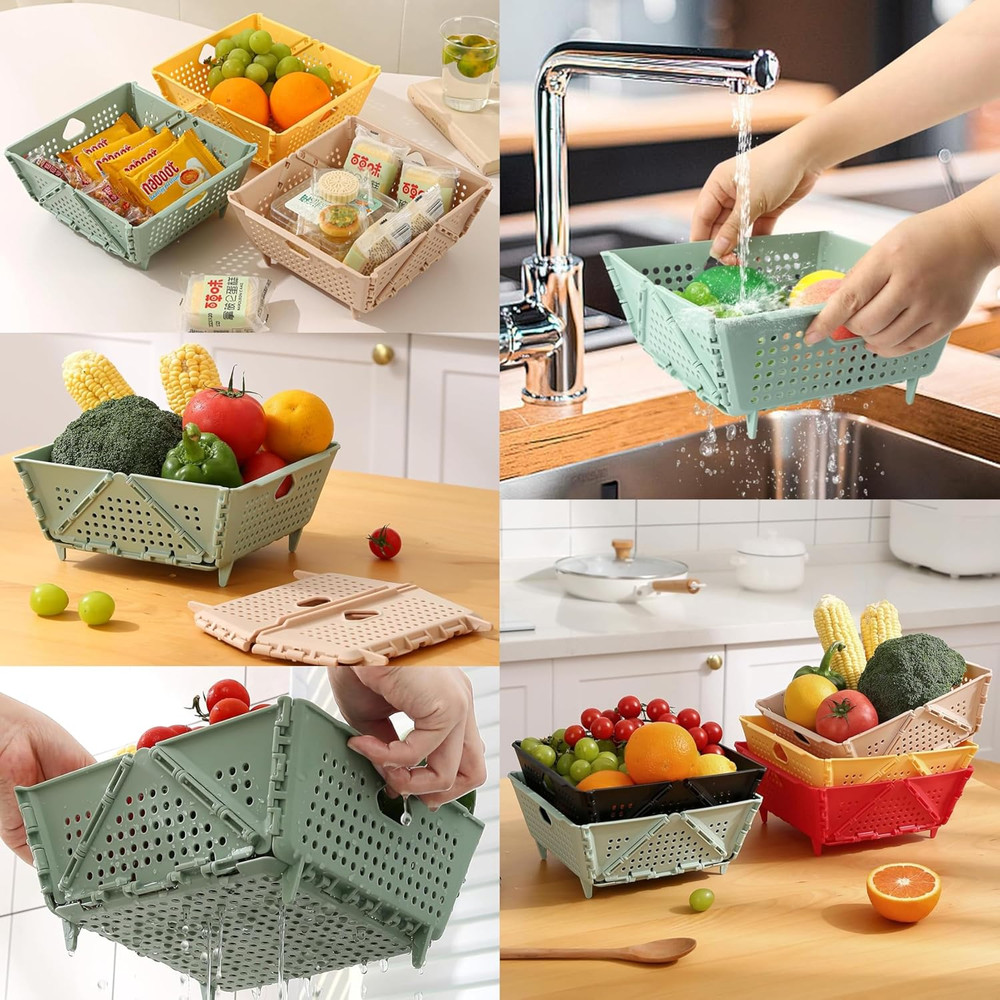 Thickened Collapsible Multifunctional Colander for Kitchen, Wash Foldable Storag
