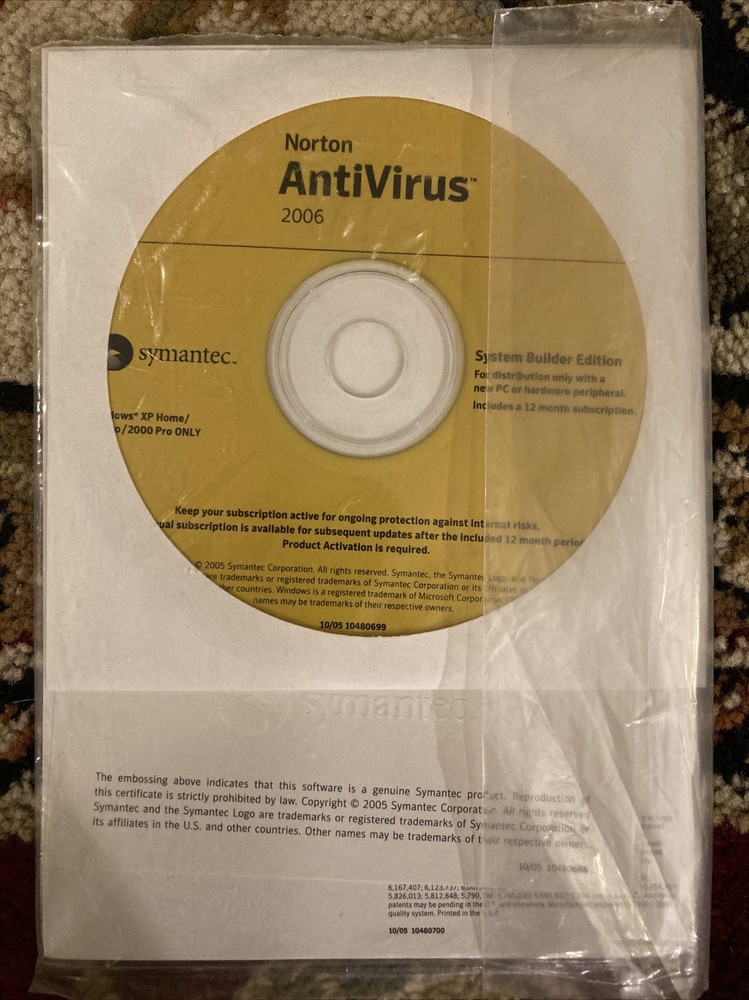 NORTON Internet Security CD-ROM 2006 PC Antivirus Unopened