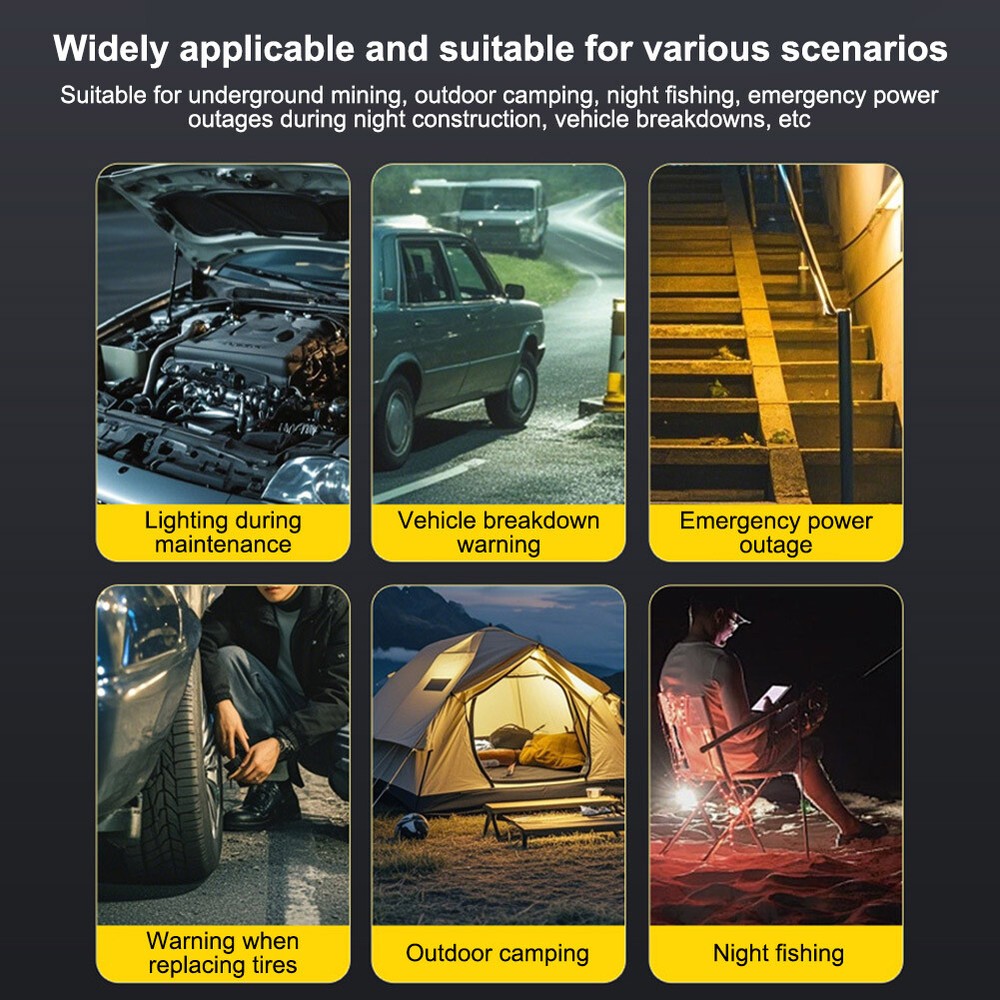 Car Emergency Warning Triangle LED Lights Solar Charging 5 Mode Road Side Light