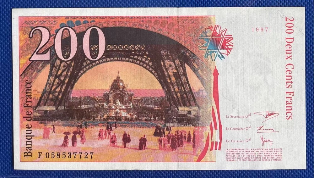 French Banknote 200 francs Eiffel's Portrait (1997)*AUTHENTIC*#S620